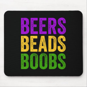 Tapis De Souris Drôle Mardi Gras Beers Beads Breast Teast New Orle