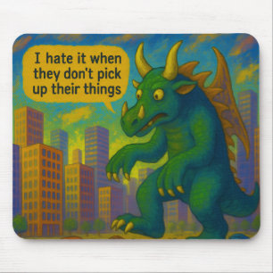 Tapis De Souris Drôle monstre Kaiju art marchant sur les choses Im