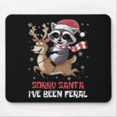 Tapis De Souris Drôle Noël Raccoon mème Désolé Père Noël J'ai été (Devant)