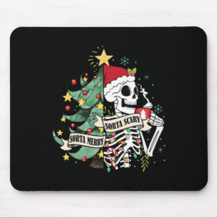Tapis De Souris Drôle Noël Squelette Sorta Merry Sorta Scary F