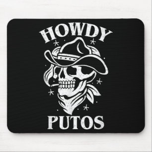 Tapis De Souris Drôle Occidental Cowboy Cadeau Crâne - Hola Putos