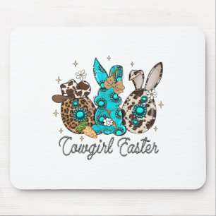 Tapis De Souris Drôle Pâques Occidentale Jour mignon Lapin Cowgirl