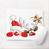 Tapis De Souris Drôle Père Noël et Reindeer Cartoon (Avec souris)