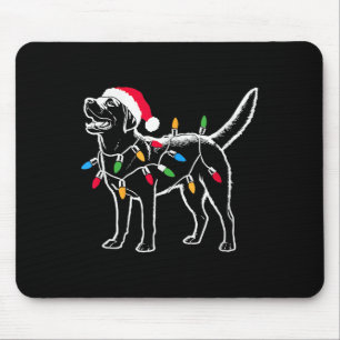 Tapis De Souris Drôle Père Noël Labrador Retriever Les lumières de