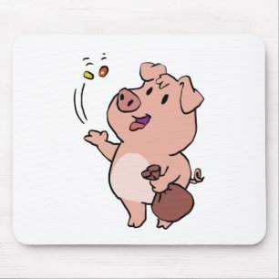 Tapis De Souris Drôle porc mangeant des bonbons choisir la coule