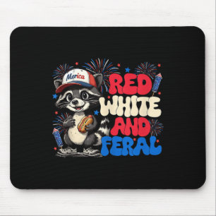 Tapis De Souris Drôle Raccoon 4 juillet Patriotique Mignonne Rouge