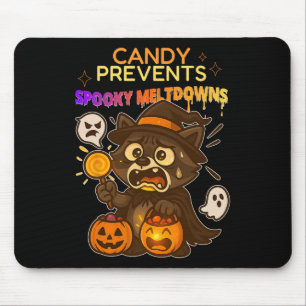 Tapis De Souris Drôle Raccoon Halloween Candy Meldown Pour Les Enf