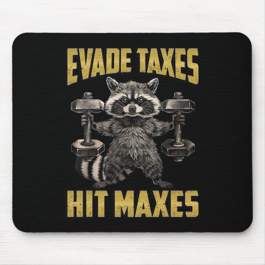 Tapis De Souris Drôle Raccoon Poids Levage Gym Evade Taxes Hit M (Devant)