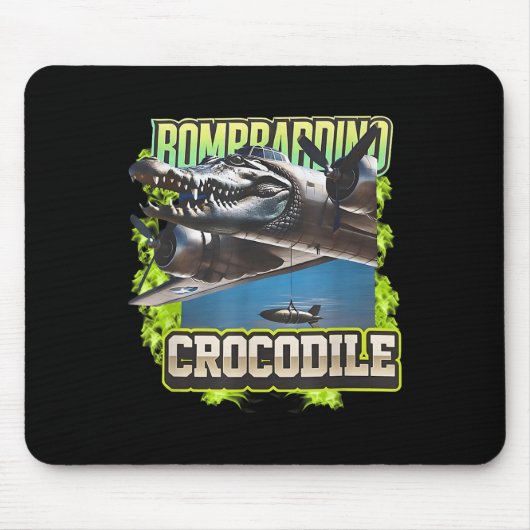 Tapis De Souris Drôle Reptile Bombardiro Crocodilo Cerveau Rot, St (Devant)