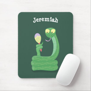 Tapis De Souris Drôle serpent vert avec caricature maraca