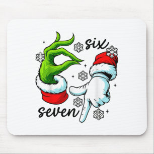 Tapis De Souris Drôle Six Sept 67 Mème 6 7 Elf de Noël Main Garçon
