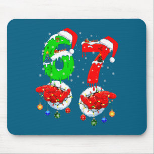 Tapis De Souris Drôle Six Sept 67 Mème 6 7 Noël Santa Main B