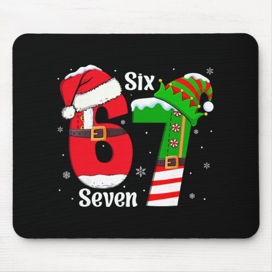 Tapis De Souris Drôle Six Sept 6 7 Mème Gen Alpha Argot Santa Elf (Devant)