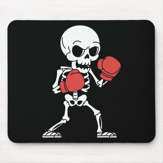 Tapis De Souris Drôle Skeleton Boxe Halloween Éffrayant Boxe (Devant)