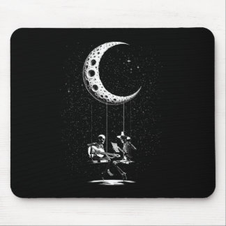Tapis De Souris Drôle Skeleton Couple Moon Jouer Guitare Hallowee