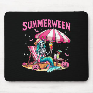 Tapis De Souris Drôle Skeleton Summerween Mermaid Beach Halloween