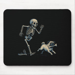 Tapis De Souris Drôle Squelette Chasse Carlin Halloween Chien Mama
