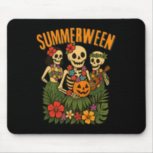 Tapis De Souris Drôle Summerween Skeletons Luau Party Halloween Be