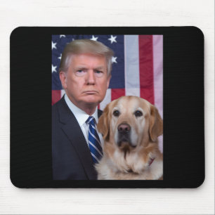 Tapis De Souris Drôle Trump et Golden Retriever Dog Usa Drapeau El