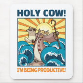 Tapis De Souris Drôle vache Sainte vache! Je suis Productif ! Dess (Devant)