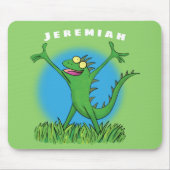 Tapis De Souris Drôle vert souriant animé lézard d'iguane (Devant)