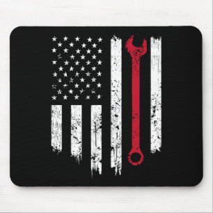 Tapis De Souris Drôle Vintage Mécanique Distressed American Drapea