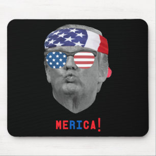 Tapis De Souris Drôle Vintage Trump Pucker Face Merica Usa Drapeau