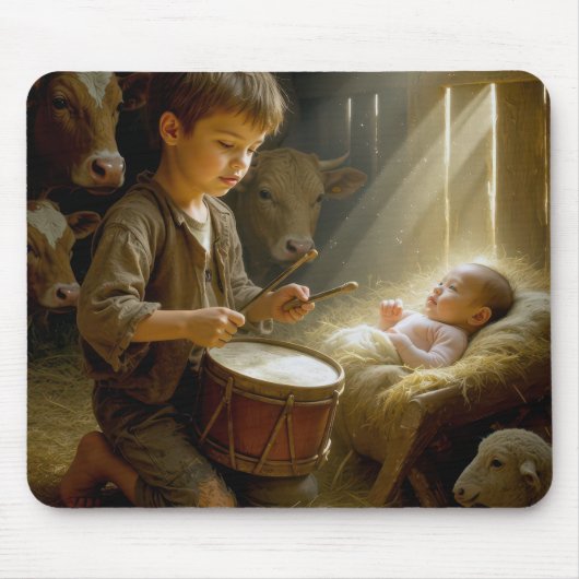 Tapis De Souris Drummer Boy with Baby Jesus in a Manger (Devant)