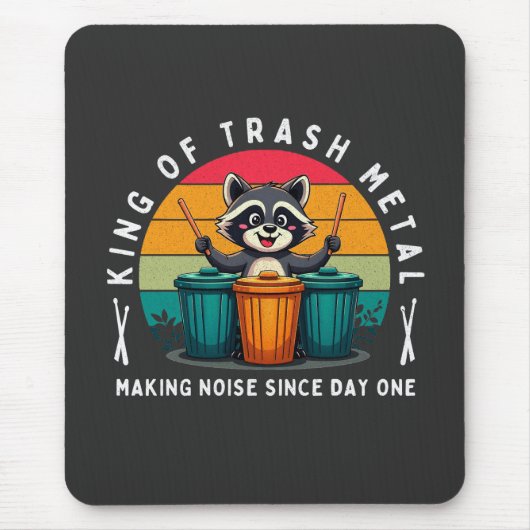 Tapis De Souris Drummer Roi de Déchets Metal Funny Raccoon (Devant)