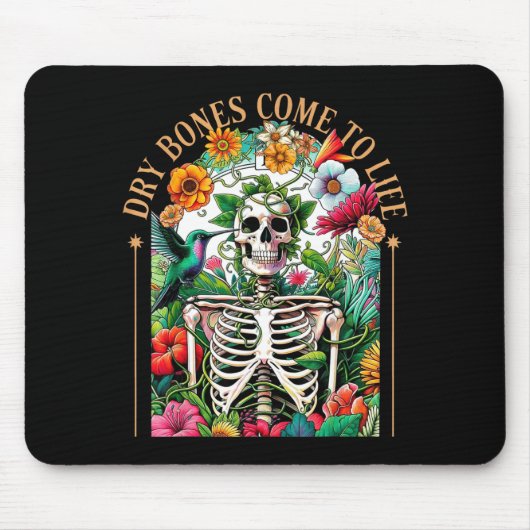 Tapis De Souris Dry Bones Come Alive Funny Skeleton Floral Christi (Devant)