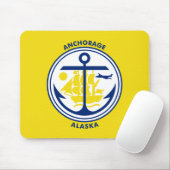 Tapis de souris du drapeau d'Anchorage, Alaska (Avec souris)