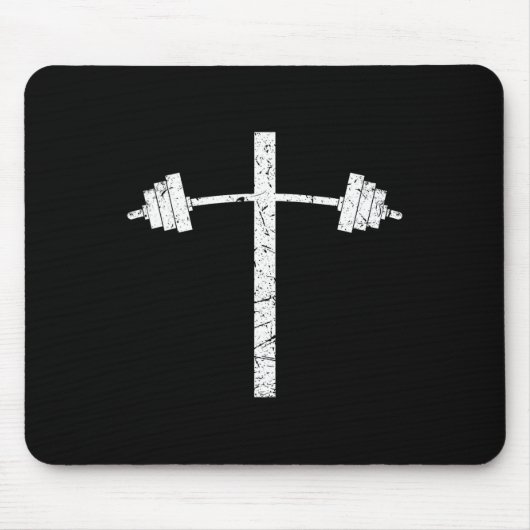 Tapis De Souris Dumbbell Barbell Cross Christian Gym Workout Lifti (Devant)