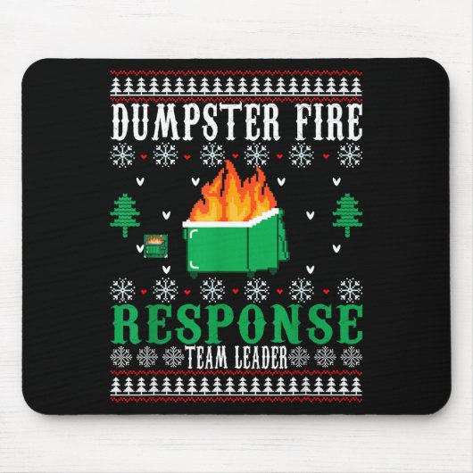 Tapis De Souris Dumpster Fire Resnse Team Leader Christmas Ugly Sw (Devant)