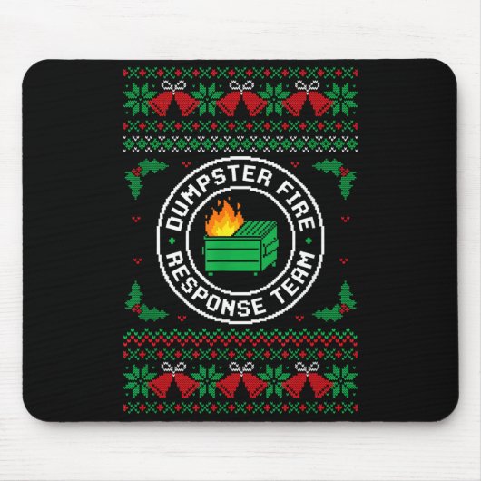 Tapis De Souris Dumpster Fire Resnse Team Ugly Christmas Sweater X (Devant)