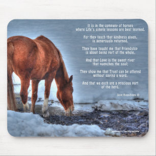 Tapis De Souris Dun Ranch Horse Drinking at Pool Equine Photo