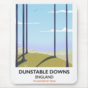 Tapis De Souris dunstable downs affiche de voyage de style vintage