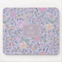 Dusty rose violet bleu Whimsical coloré Floral