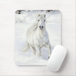 Tapis De Souris Dyfra le cheval islandais galopant dans la neige
