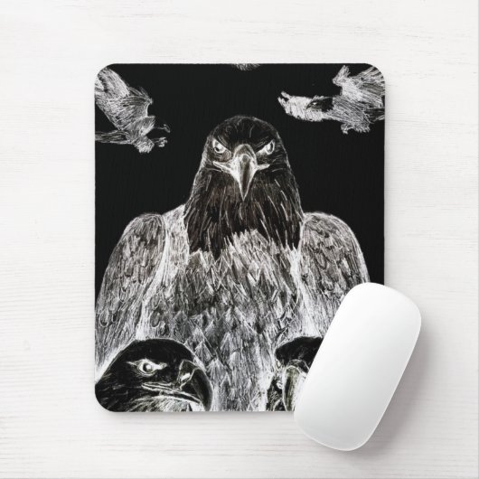 Tapis De Souris Eagle chauve dessinant, inversion du dessin au (Avec souris)