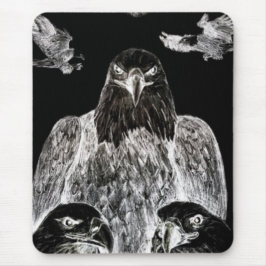 Tapis De Souris Eagle chauve dessinant, inversion du dessin au (Devant)