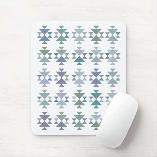 Tapis De Souris Earthy Blue Green Geometric Triangle Aztec Pattern (Avec souris)