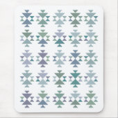 Tapis De Souris Earthy Blue Green Geometric Triangle Aztec Pattern (Devant)