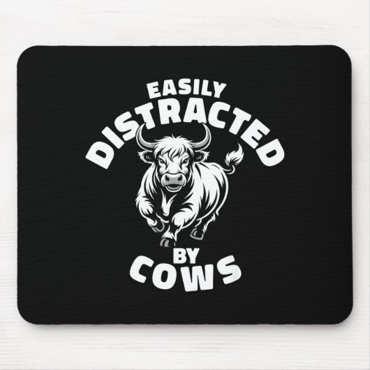 Tapis De Souris Easily Distracted By Cows Western Highland Cow (Devant)