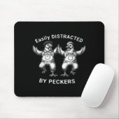 Tapis De Souris Easily Distracted By Peckers, Chicken Lover, Funny (Avec souris)