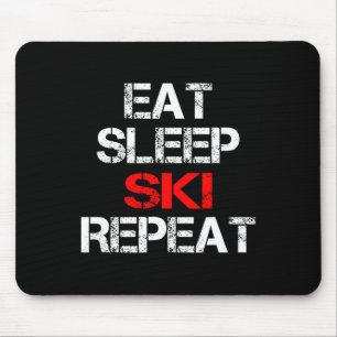 Tapis De Souris Eat Sleep Ski Repeat Winter Mountains Skiing Lodge