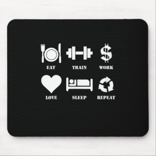 Tapis De Souris Eat Train Work Love Sleep Repeat Motivational Gym