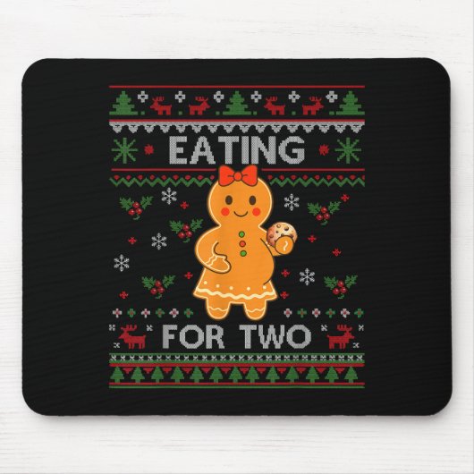 Tapis De Souris Eating For Two Pregnancy Announcement Ugly Sweater (Devant)
