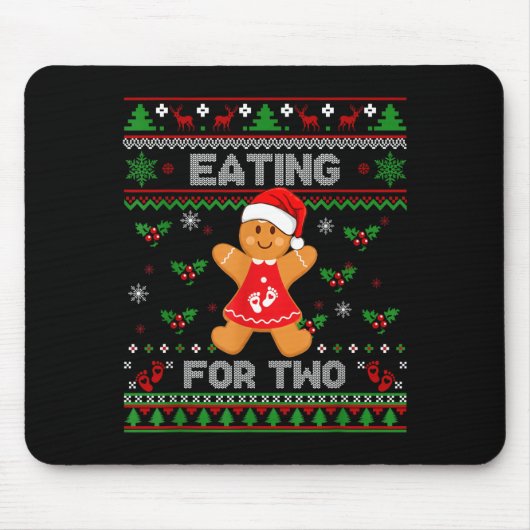 Tapis De Souris Eating For Two Pregnancy Announcement Ugly Sweater (Devant)