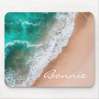 Tapis De Souris Eau de plage de sable en bord de mer été tropical