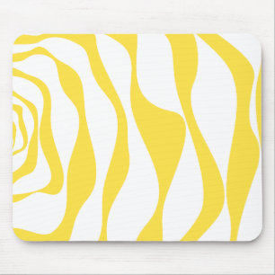 Tapis De Souris Ebb et flux 4 en citron jaune et blanc